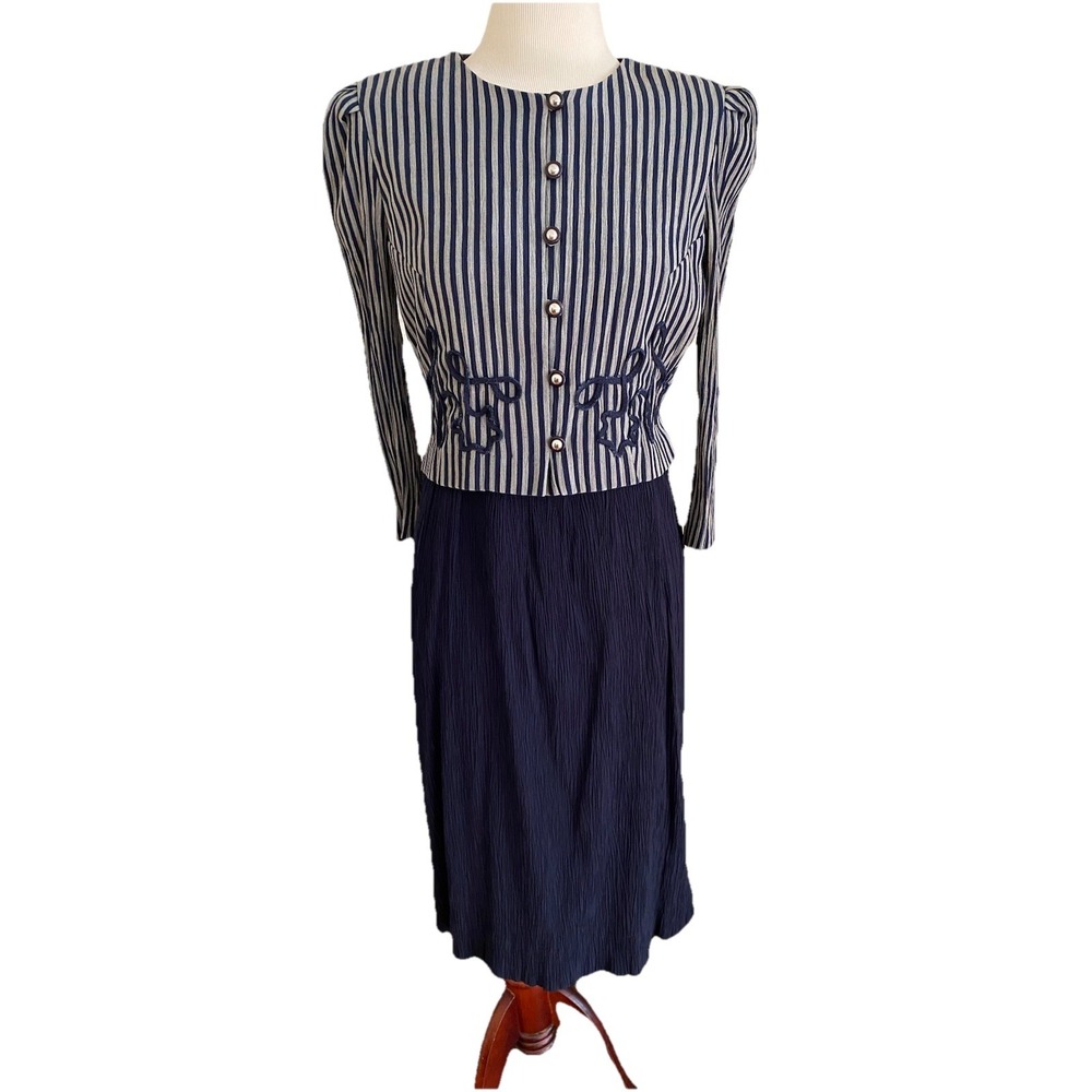 Y2k VTG  Dress Miss Dorby Black Built In Jacket Dark Schoolgirl  80's‎ Sz 8